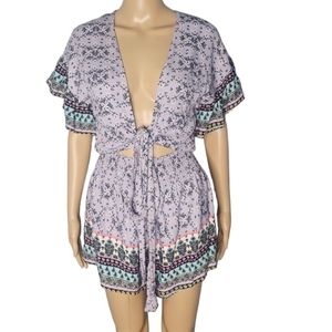 DARAH DAHL women's colour lilac floral  mini jumpsuit size S